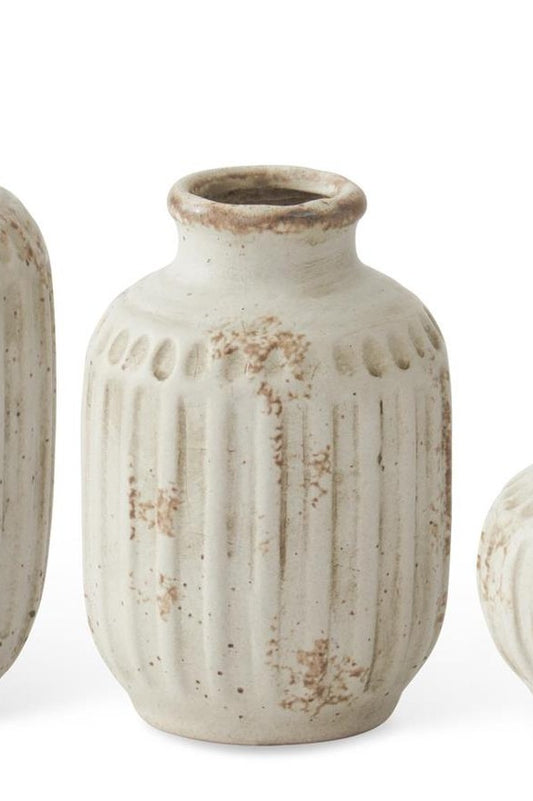 Weathered Cream Ceramic Bud Vase