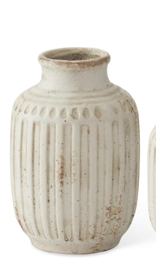 Weathered Cream Ceramic Bud Vase
