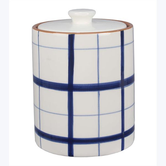 CERAMIC BLUE AND WHITE CANISTER