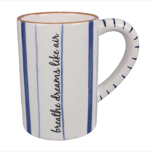 BLUE AND WHITE MUG - Breathe dreams like air