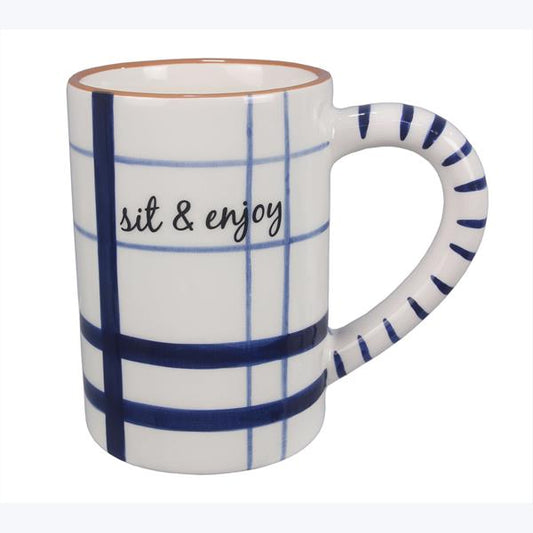BLUE AND WHITE MUG -  Sit and enjoy