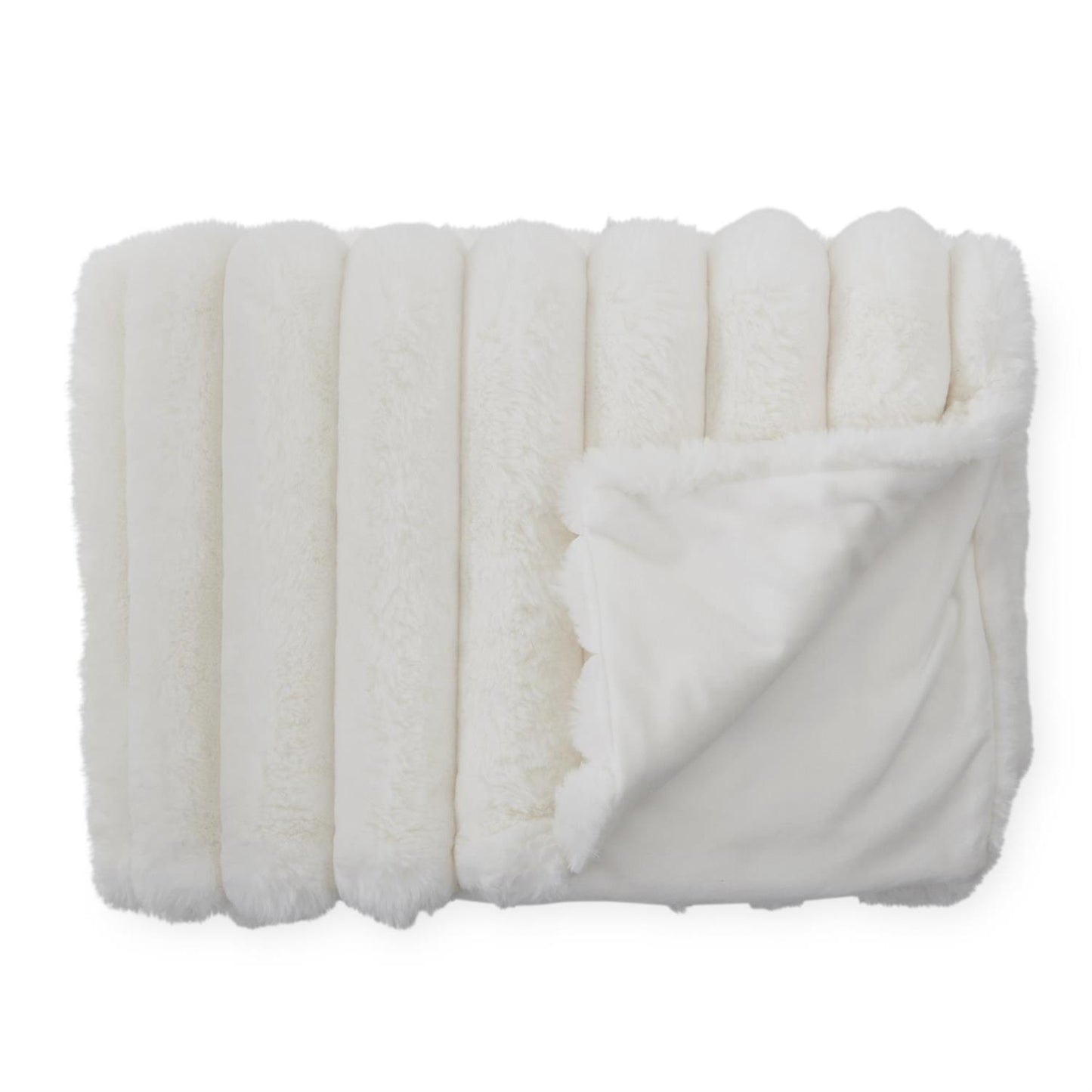 Cream Vegan Fur Throw Blanket
