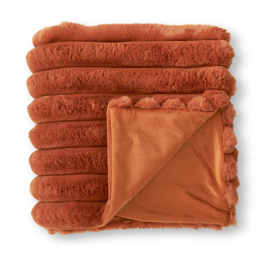 Rust Orange Vegan Fur Throw Blanket