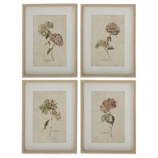 Burlap Wrapped Wood Framed Dried Hydrangea Prints