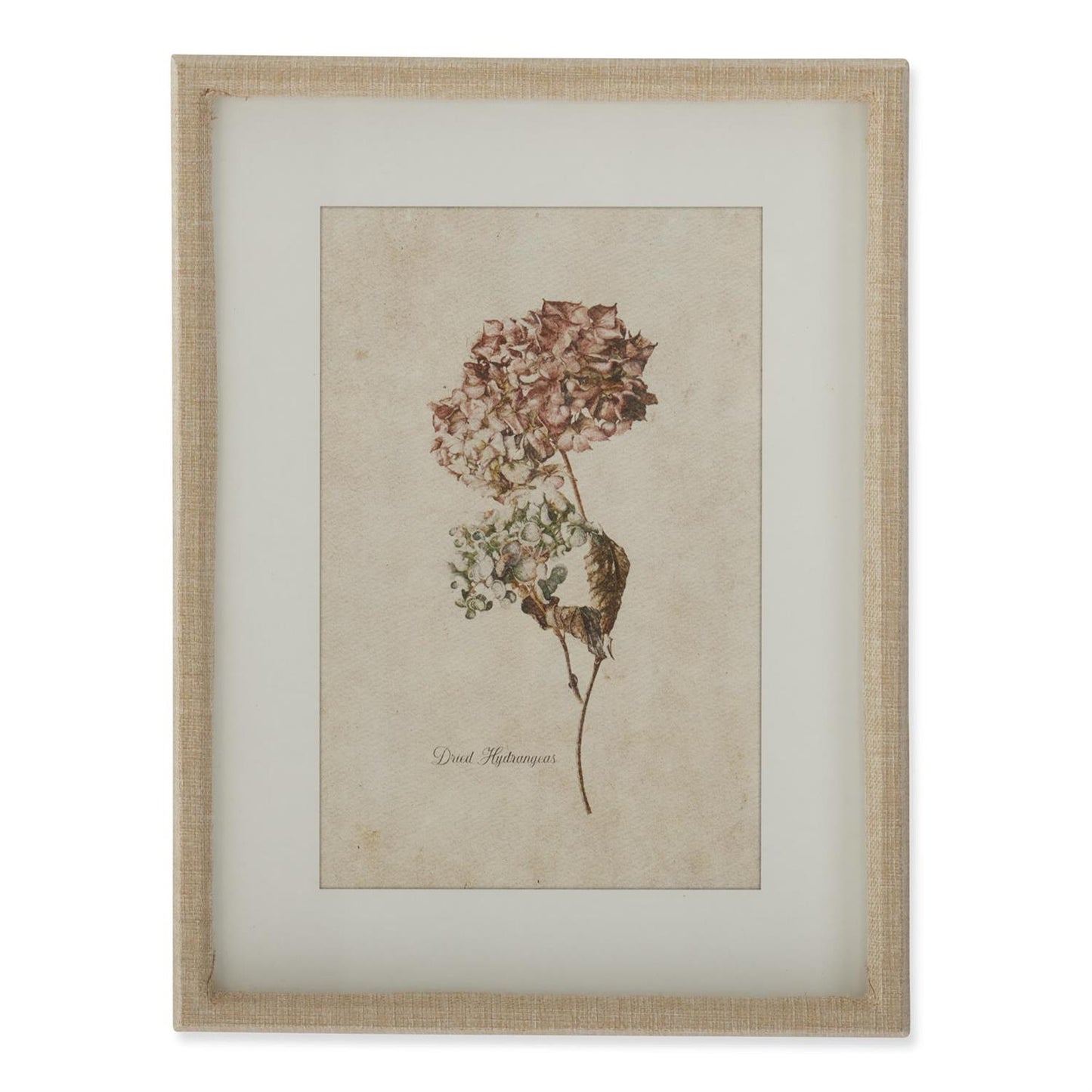 Burlap Wrapped Wood Framed Dried Hydrangea Prints