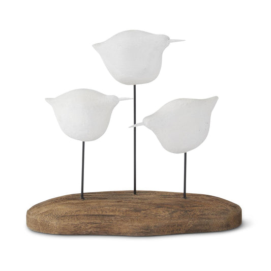 White Seagull Spindles on Driftwood Base