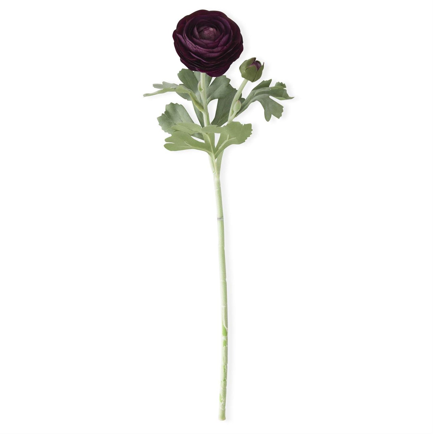Real Touch Dark Dark Purple Bud & Bloom Ranunculus Stem