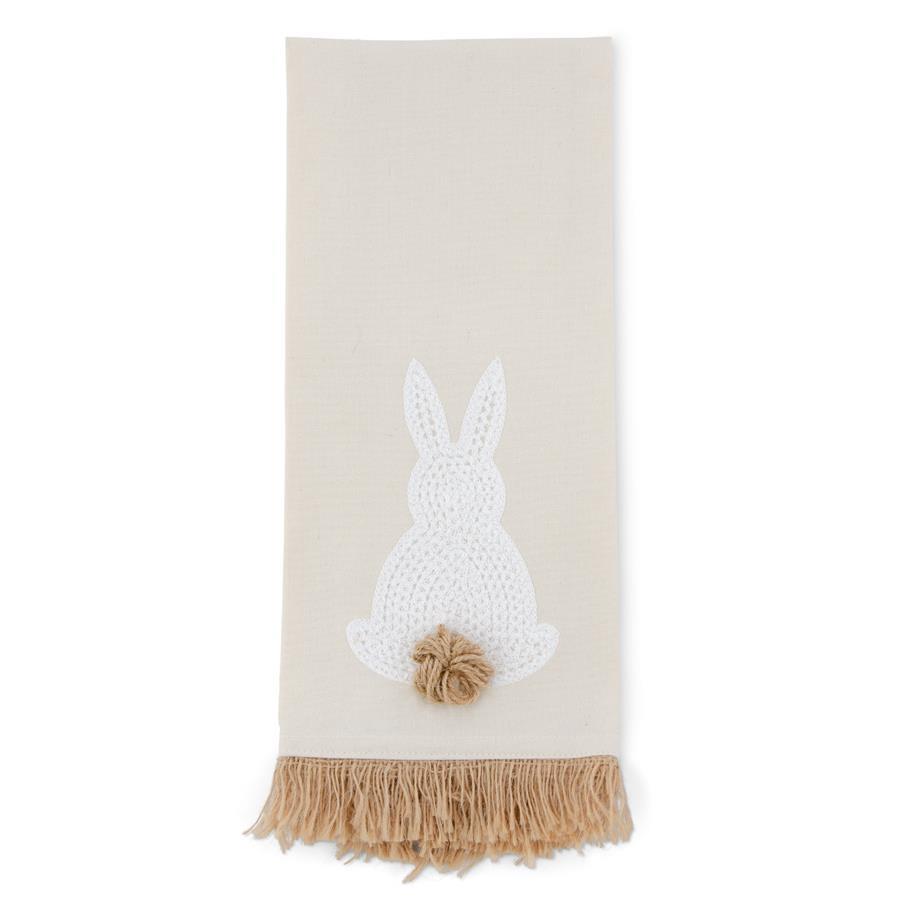 Tan Towel w/White Embroidered Easter Bunny