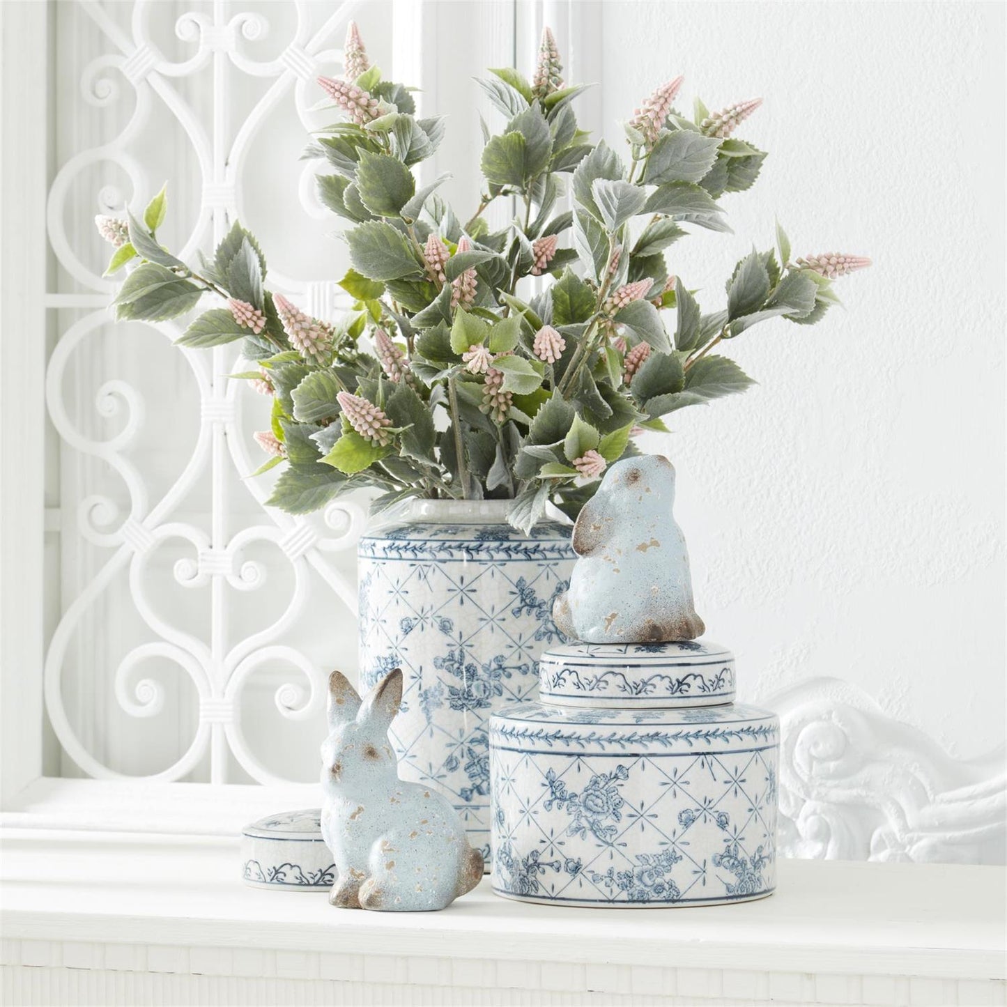 Weathered Blue Terracotta Bunny