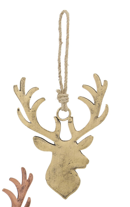 Iron Reindeer Head Ornament (gold)