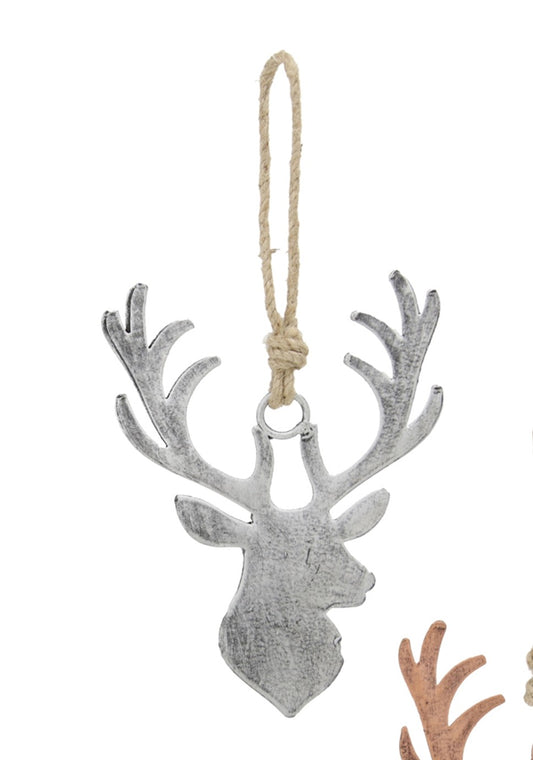 Iron Reindeer Head Ornament (silver)