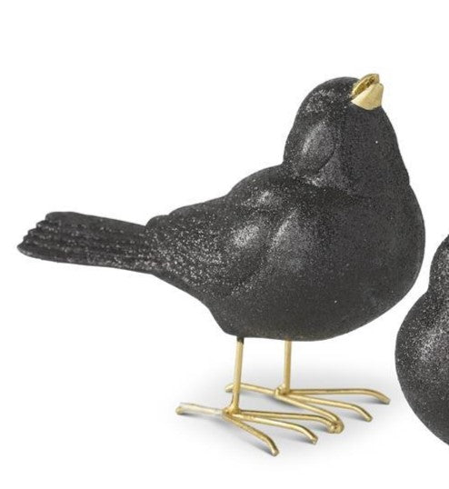 GLITTERED BLACK RESIN BIRD