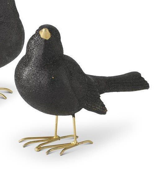 GLITTERED BLACK RESIN BIRD