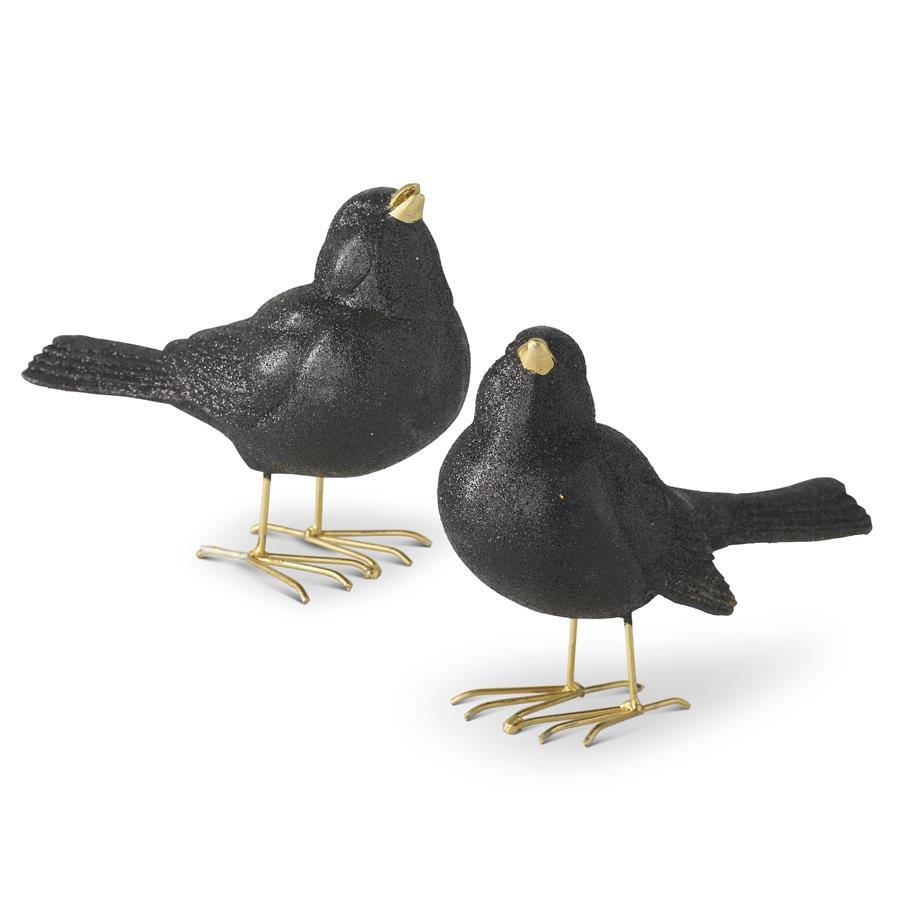 GLITTERED BLACK RESIN BIRD