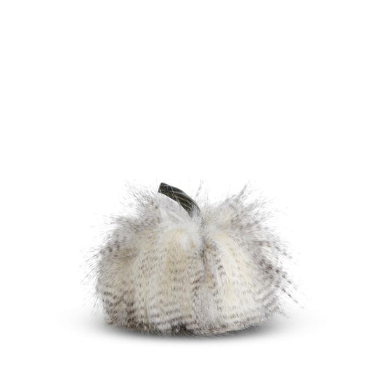 GRAY THREE TONE FAUX FUR PUMPKIN