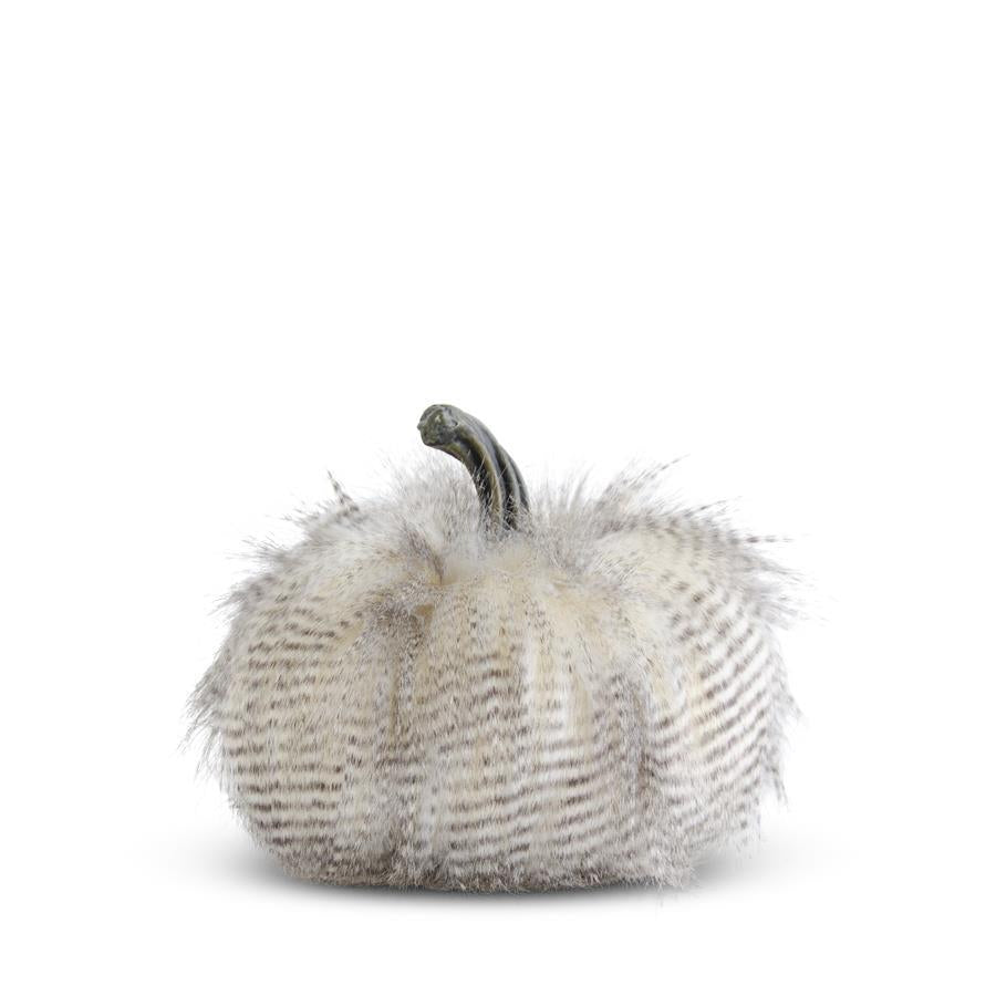 GRAY THREE TONE FAUX FUR PUMPKIN