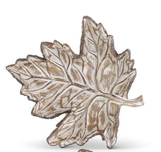 Whitewashed Resin Leaf Tray