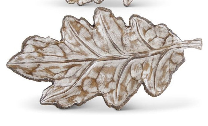 Whitewashed Resin Leaf Tray
