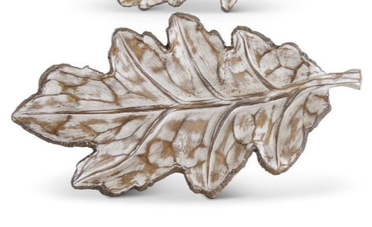 Whitewashed Resin Leaf Tray