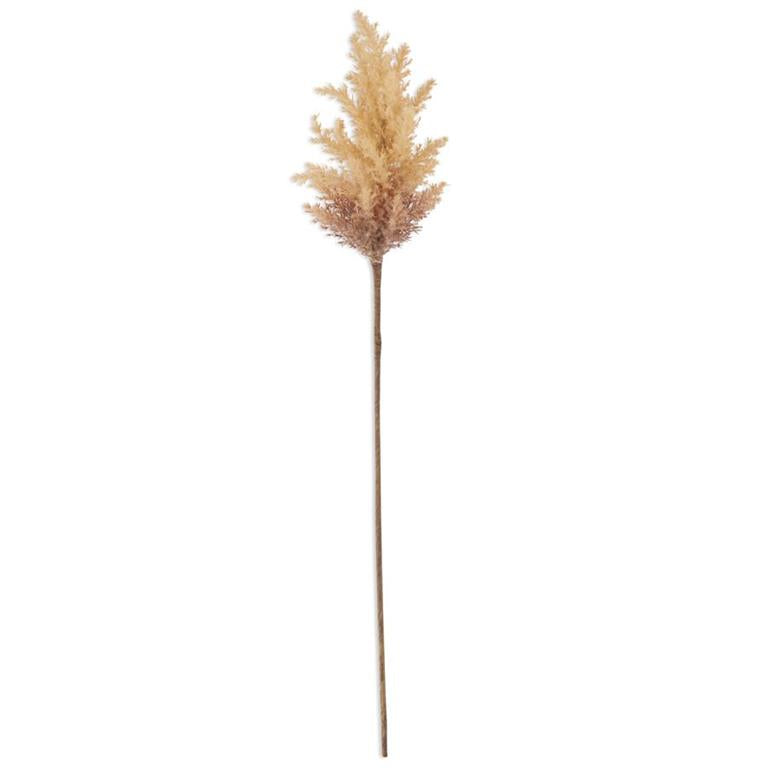 FLOCKED LIGHT BROWN W/PEACH PAMPAS GRASS BRANCH