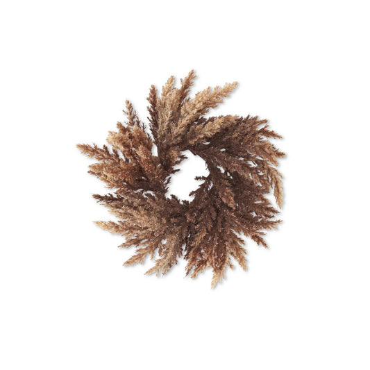 FLOCKED BROWN PAMPAS GRASS CANDLE RING