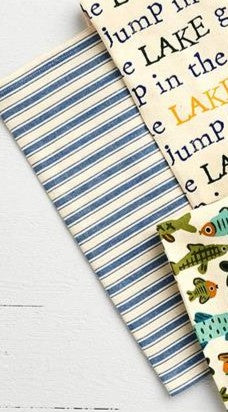 Patterned Lake Towels - blue stripe