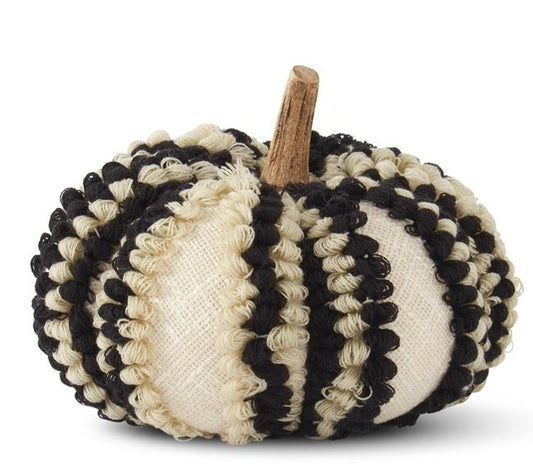 Cream & Black Knit Vertical Striped Pumpkin
