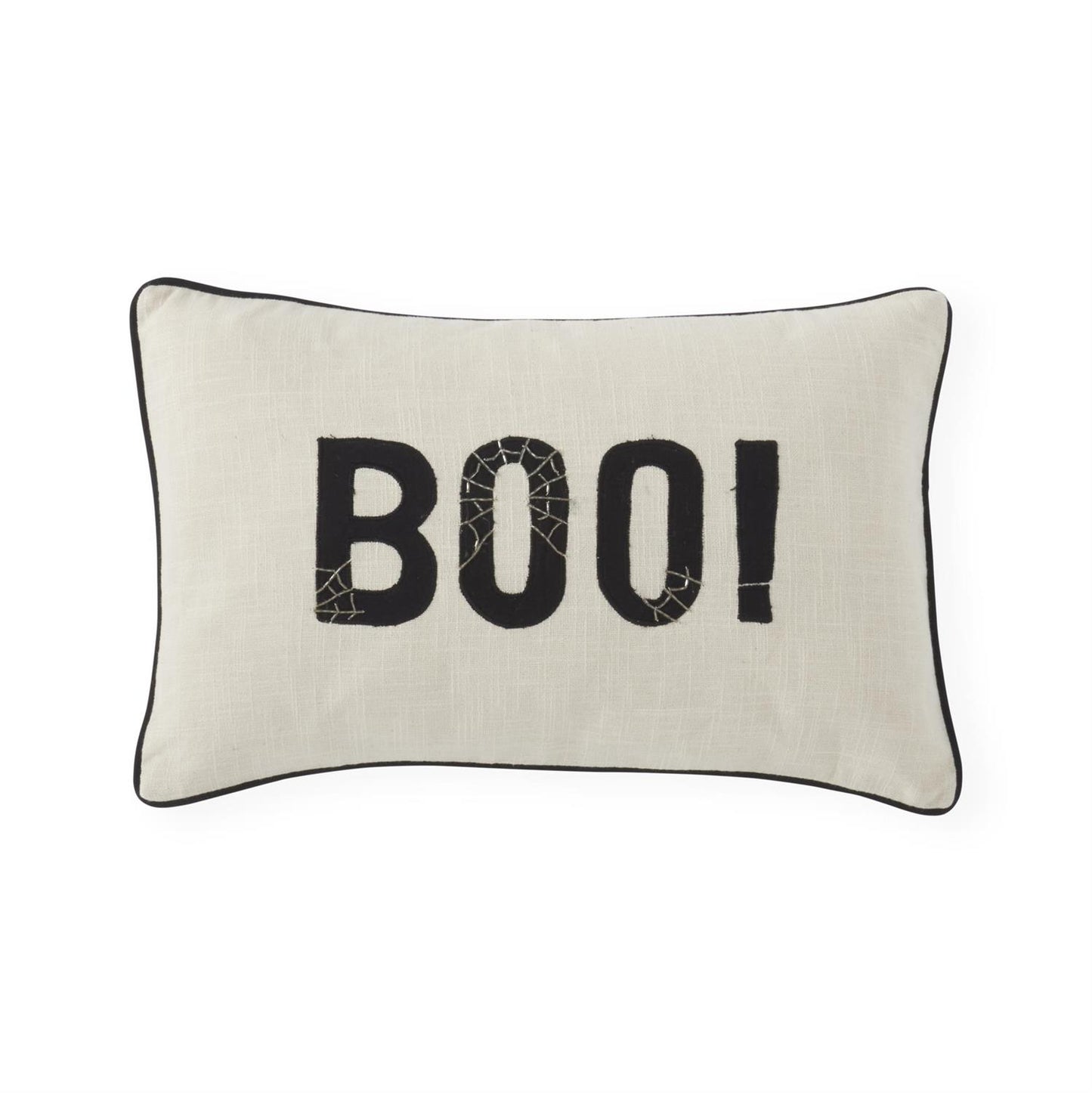 Cream BOO Embroidered Lumbar Pillow