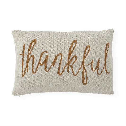 Cream Cotton Knit Yellow THANKS Pillow