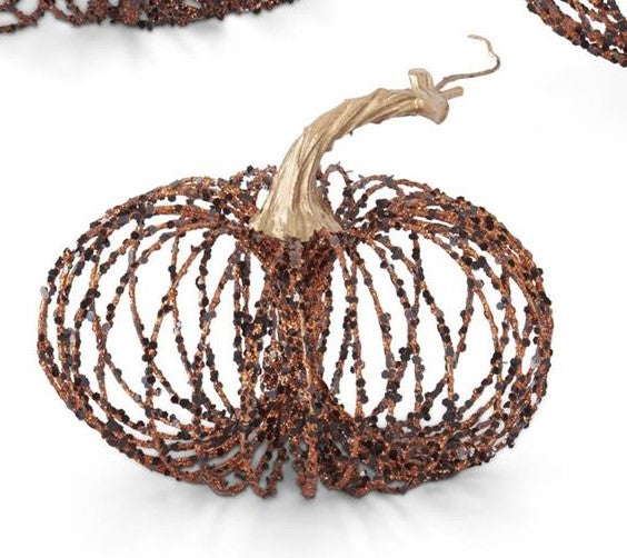 Orange w/Black Glitter Wire Pumpkins