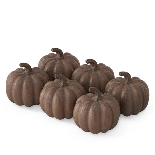 Brown Resin Faux Woodgrain Filler Pumpkin