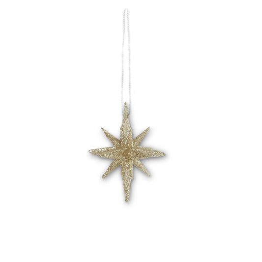 9 Point Cream Glitter Star Ornament