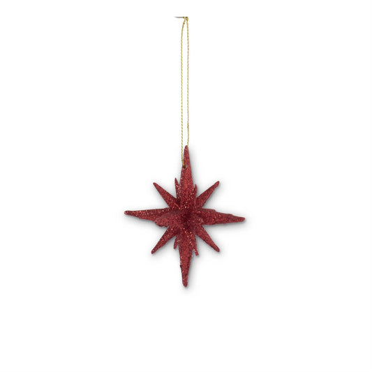 9 Point Red Glitter Star Ornament