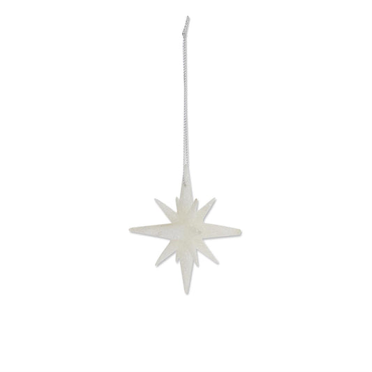 9 Point White Glitter Star Ornament