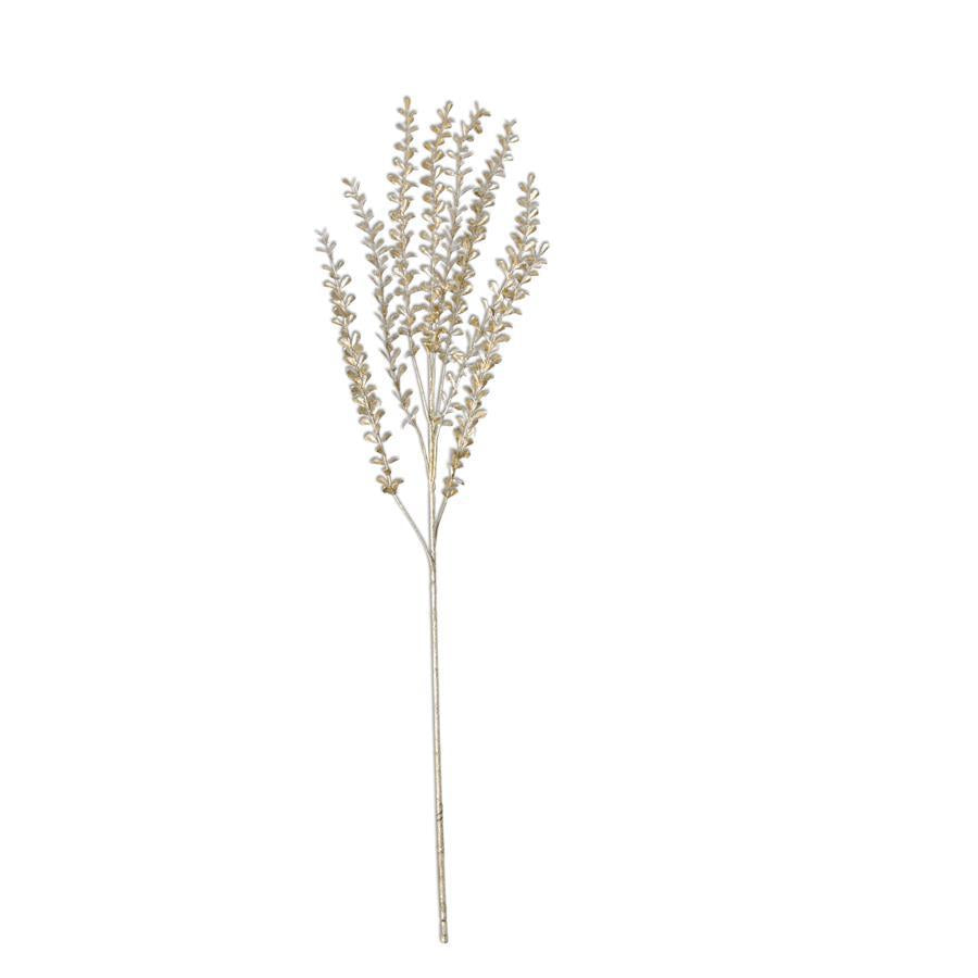 Champagne Glittered Stem w/Mini Teardrop Leaves