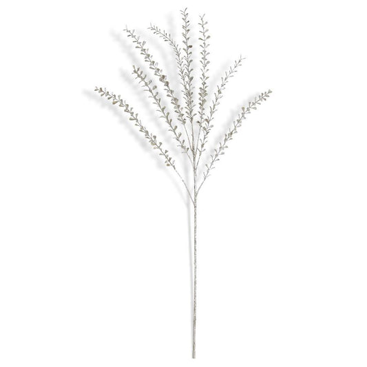 Silver Glittered Stem w/Mini Teardrop Leaves