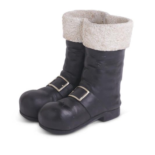 Black & White Resin Santa Boots Container
