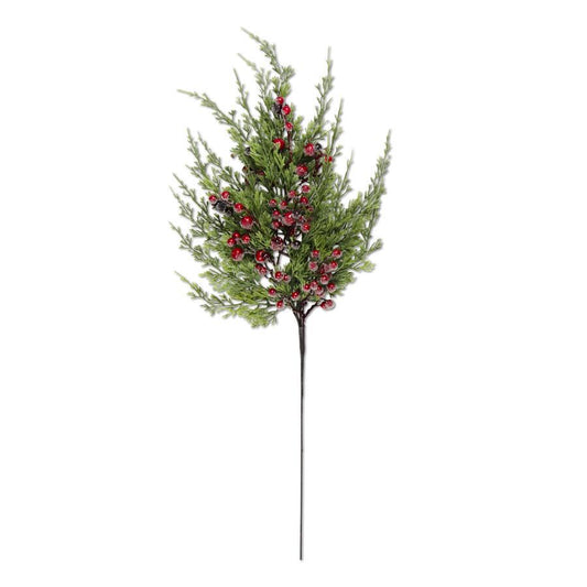 Cypress Pine w/Dark Red Iced Berry Stem