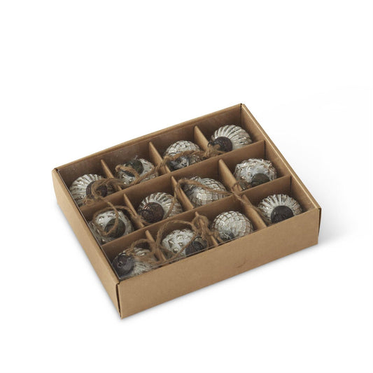 Mini Gold Mercury Glass Round Ornaments