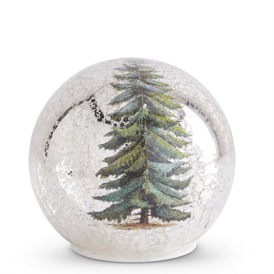 Pine Tree LED Gold Mercury Glass