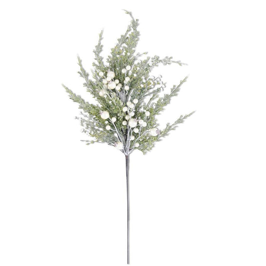 Snowy Cypress Pine Spray w/Pearls
