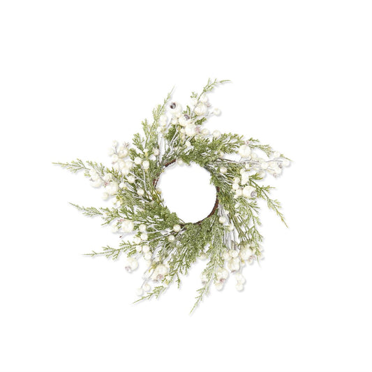 Snowy Cypress Pine Candle Ring/Wreath w/Pearls