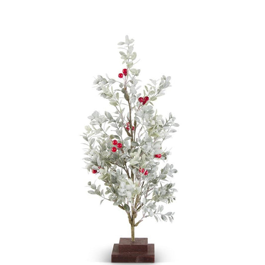 Powdered Boxwood Tree w/Red Berries