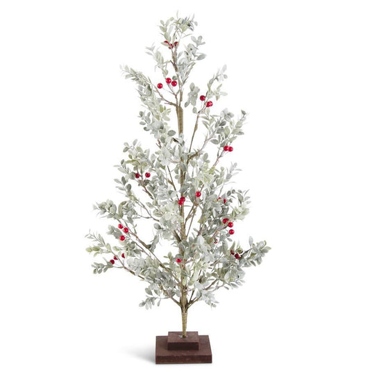 Powdered Boxwood Tree w/Red Berries
