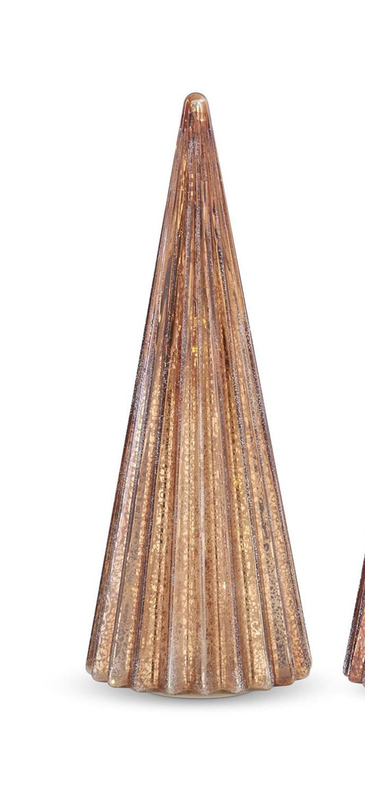 Ribbed Frosted Copper LED Mercury Glass Tree