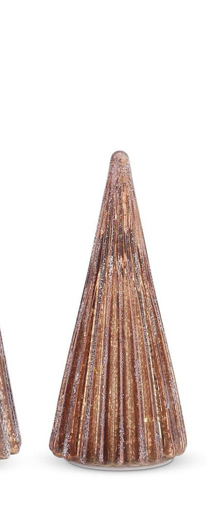 Ribbed Frosted Copper LED Mercury Glass Tree