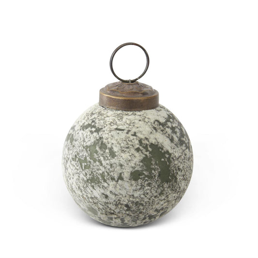 Green Half White w/Speckles Glass Ornaments