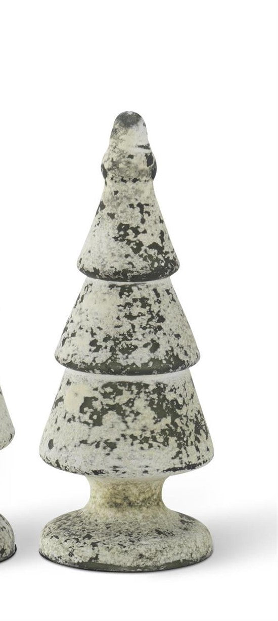 Dark Green & White Speckle Glass Tree