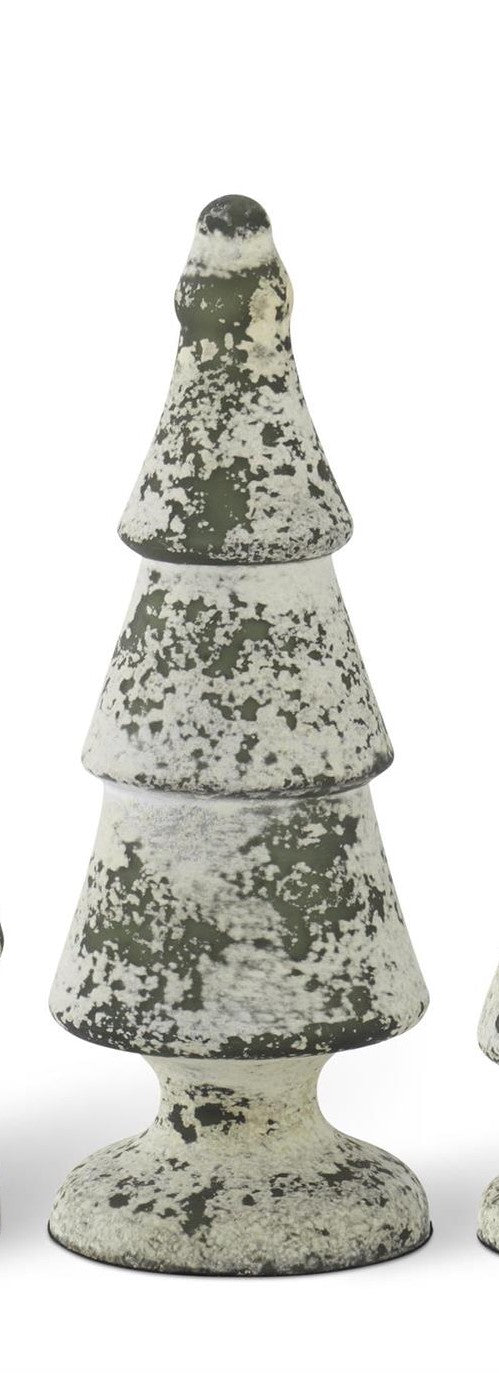 Dark Green & White Speckle Glass Tree