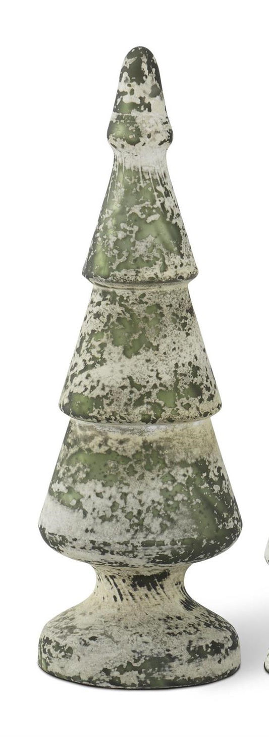 Dark Green & White Speckle Glass Tree